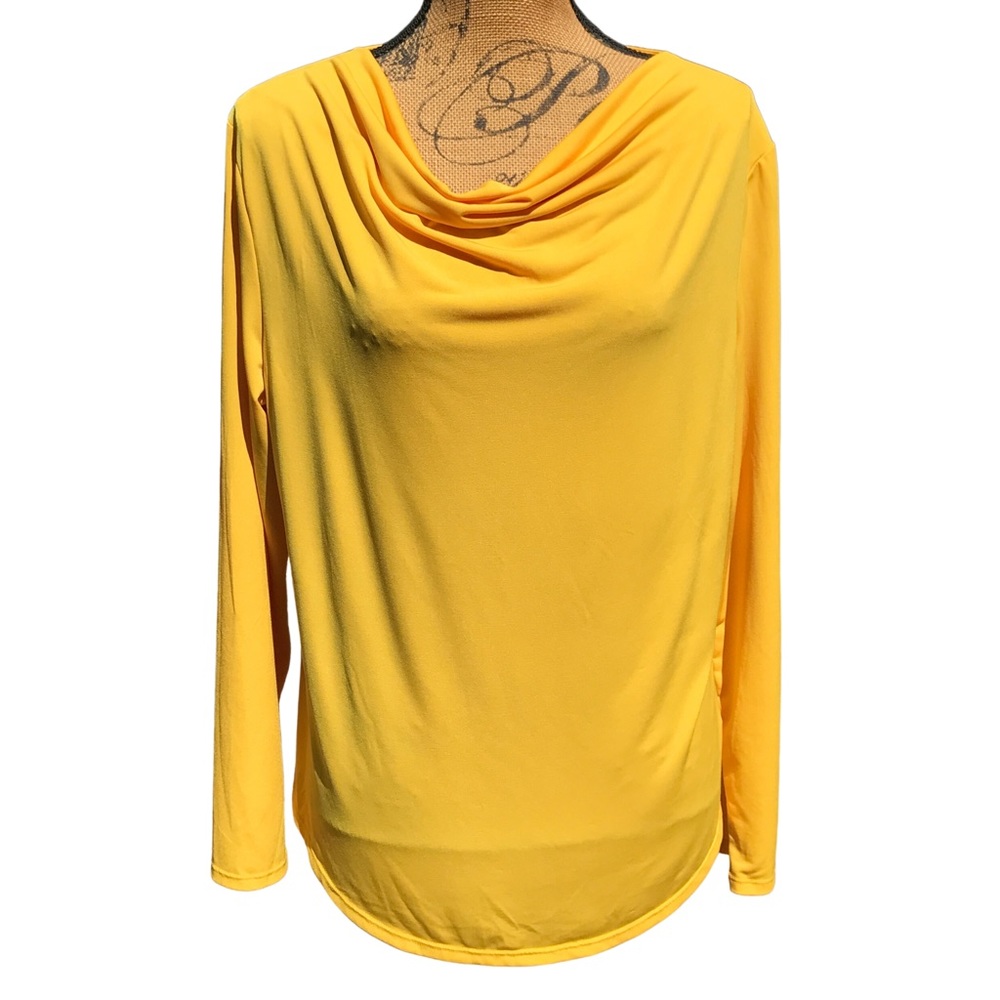 Passports Mustard Yellow Long Sleeve Blouse Sz XL